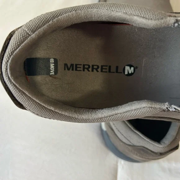 Merrell Men's Boulder Gray Brown Canvas Slip-On Loafers, like new condition - Picture 5 of 6